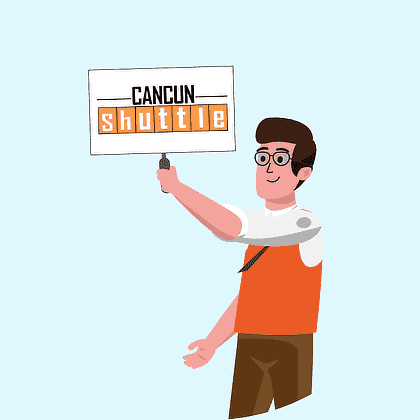 cancunshuttle representative holding a sign